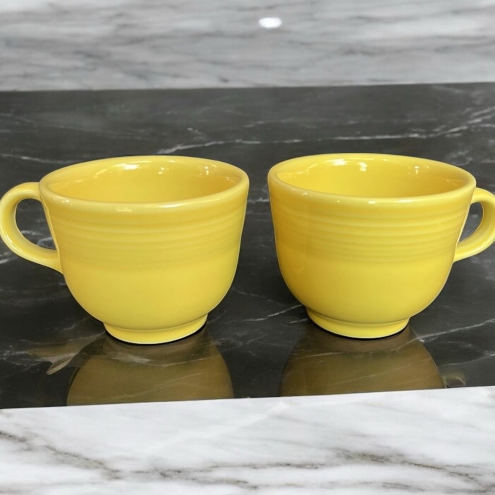Set of 2 Fiesta HLC Sunflower Cups 7 oz Ring Handle Retired Fiestaware Yellow
